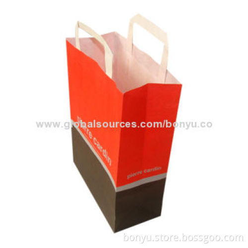 Kraft paper bag, suitable for garments shopping, made of recycled white craft paper, OEM accepted